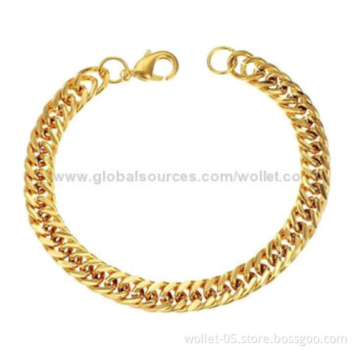 Charming Gold-plating Fashion Jewelry Chain, High-polished, Simple, Sized 7.5 to 8.5-inch